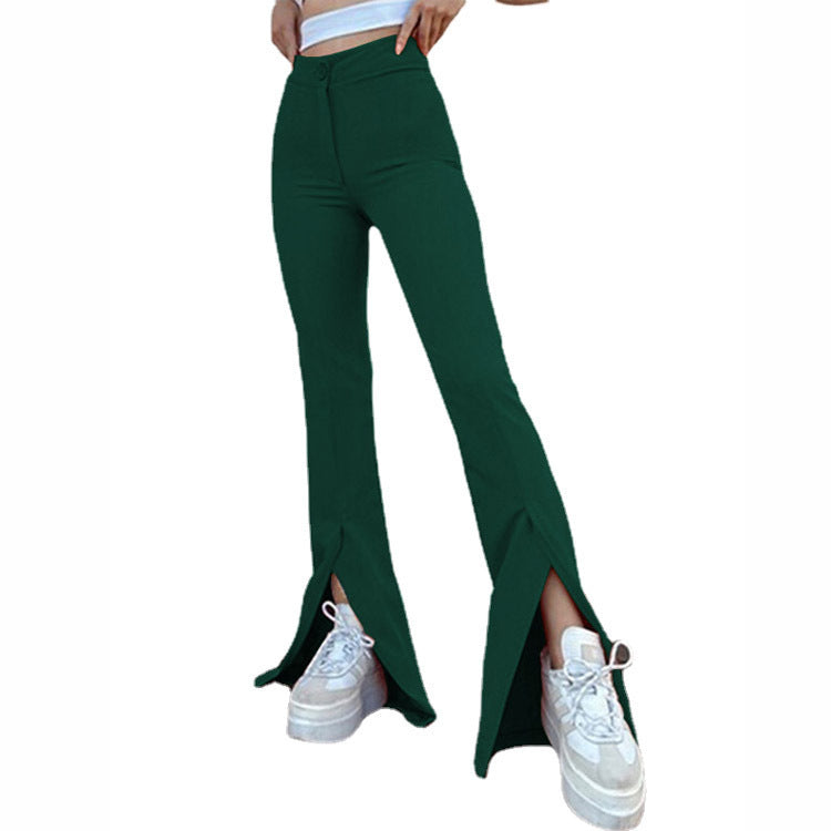 Ladies fashionable high-waist pants with a slim fit and flared leg Ivyshape