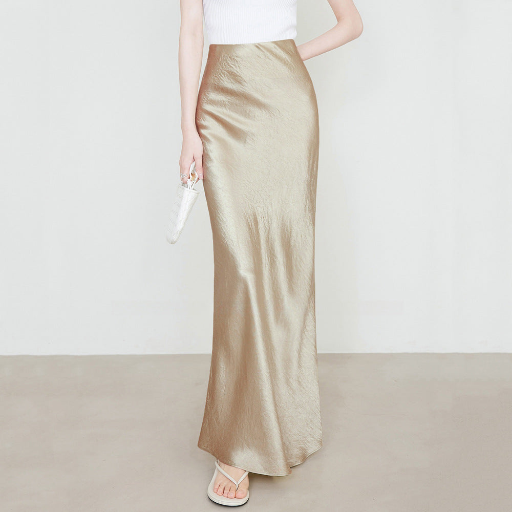 Women Elegant Maxi Skirt made of satinized viscose Ivyshape
