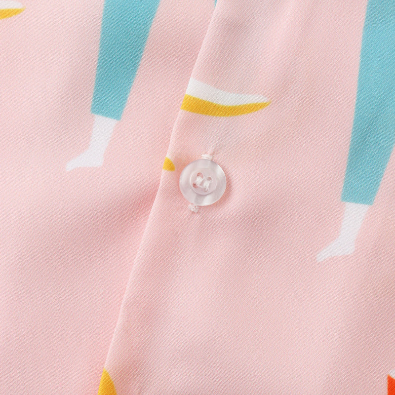 Men's short-sleeve shirt with cheerful tropical pattern and button-down collar Ivyshape