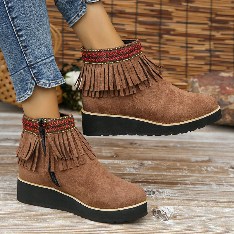 Ivyshape | Women's Tassel Ankle Boots Winter