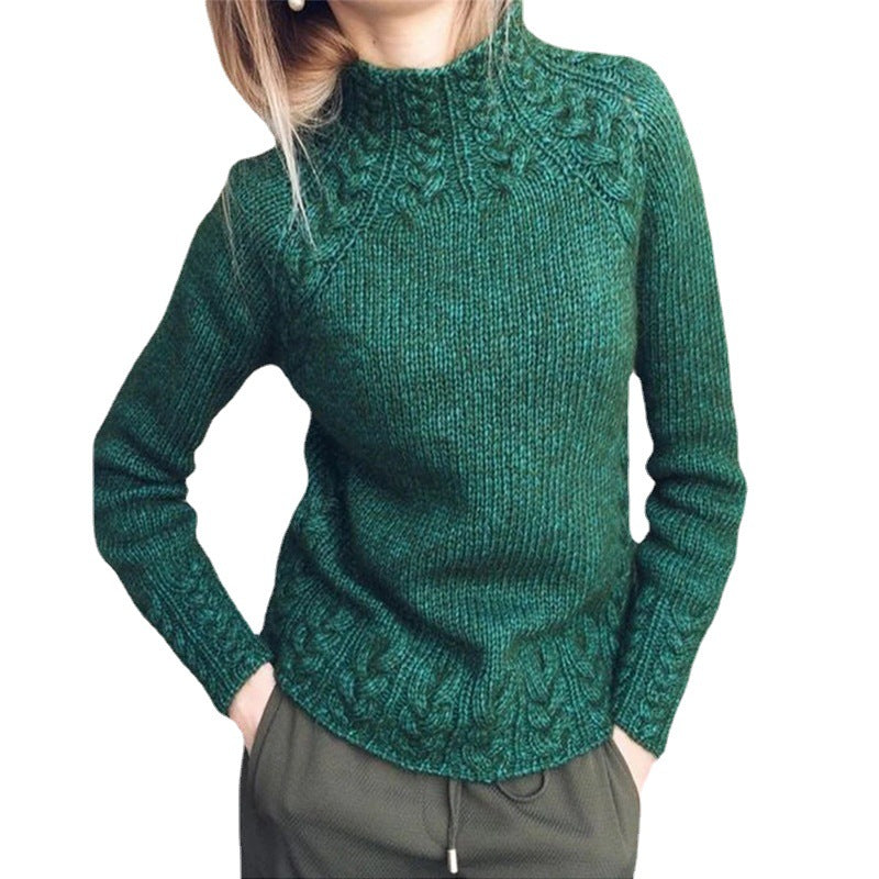 IvyShape | Solid Color Twisted Pattern Knit Sweater for Women