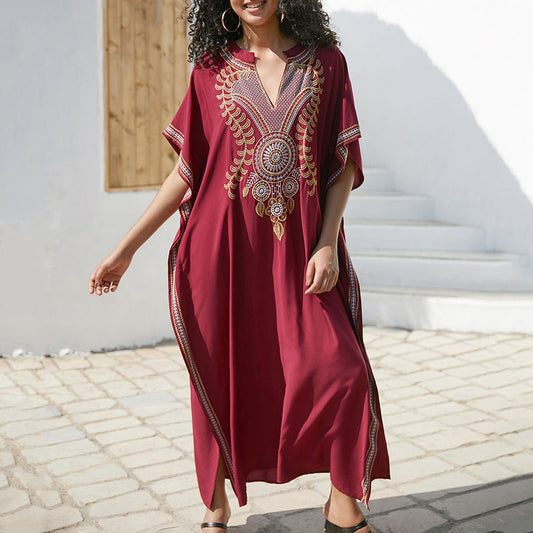 Women Elegant Tunic with noble embroidery and side slits Ivyshape