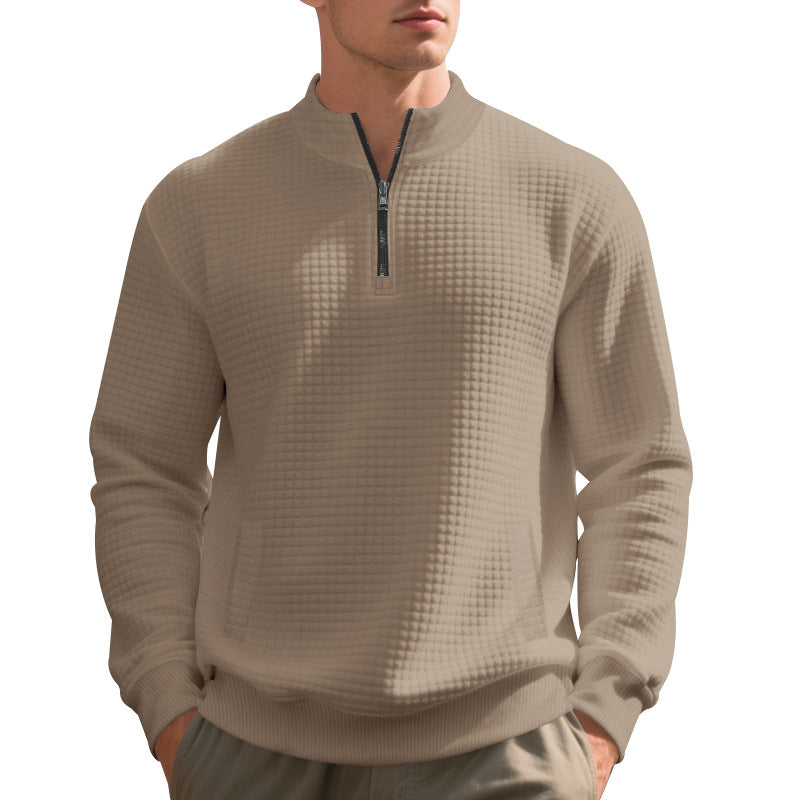 Men's sweatshirt with half zip and textured design Ivyshape