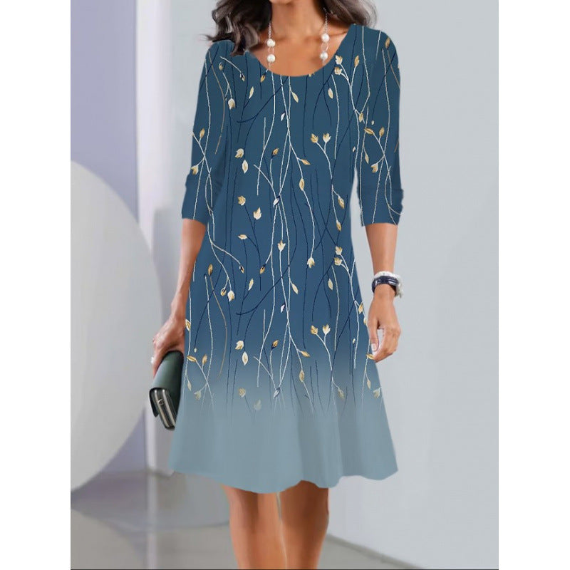 Women's Flowing Floral Dress with Elegant Gradient Design Ivyshape