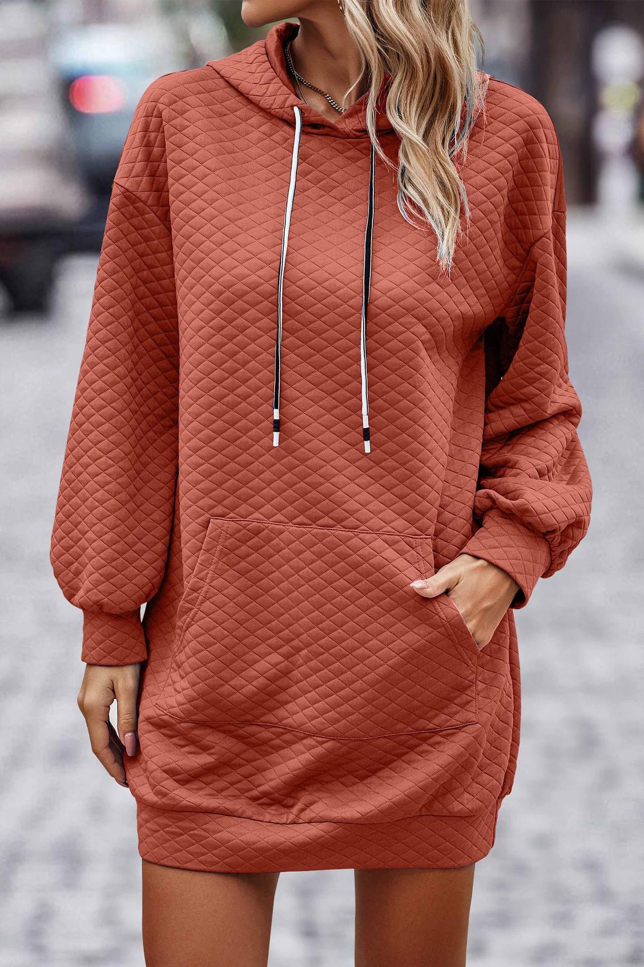 Women’s Oversized Hoodie Dress made of high-quality Sweat Fabric with Texture Ivyshape