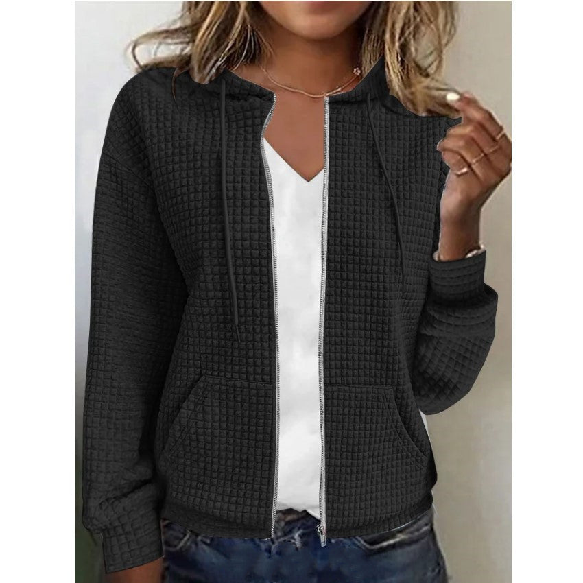 Women's fleece jacket with textured waffle pattern Ivyshape