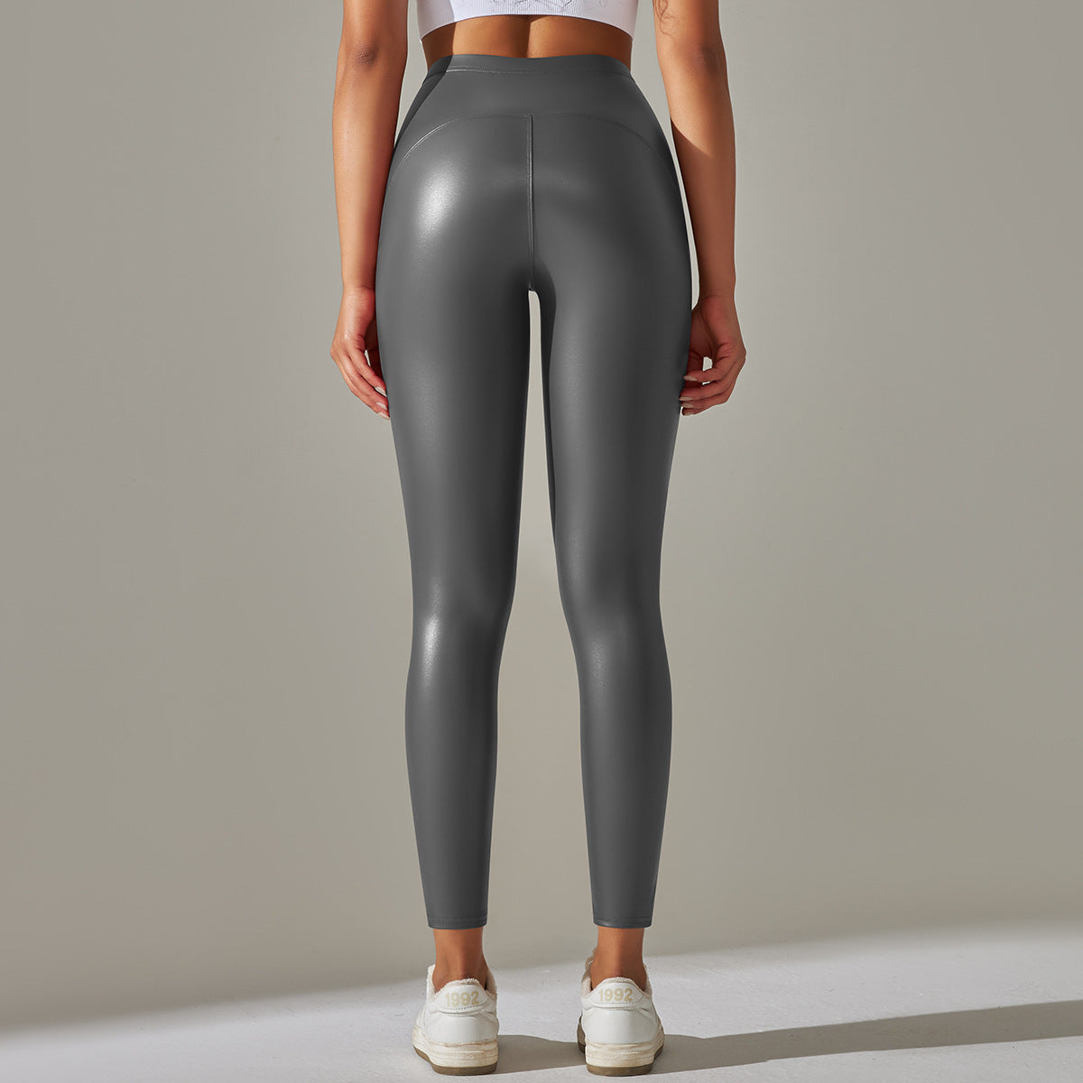 Womens high-waisted, shiny fitness leggings with sculpting effect Ivyshape