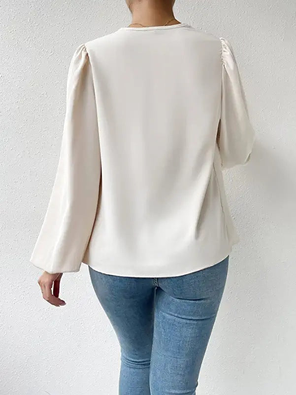 Ivyshape | Draped V-Neck Chiffon Top