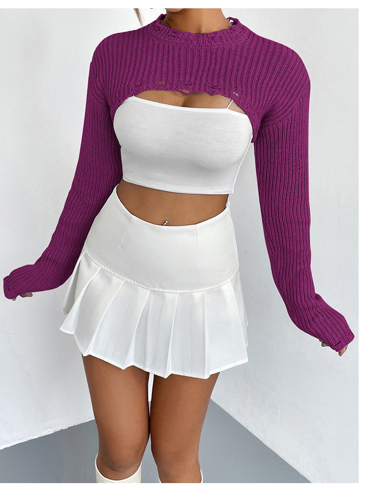 IvyShape | Ultra-Short Sweater Knit Sweater