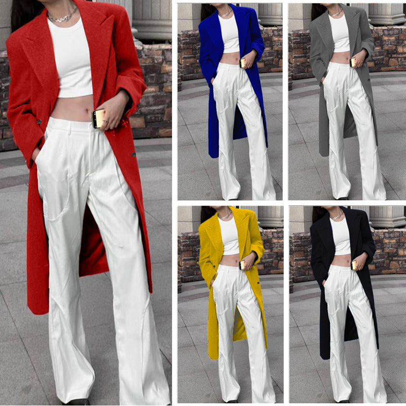 Women tailored long blazer with elegant silhouette Ivyshape