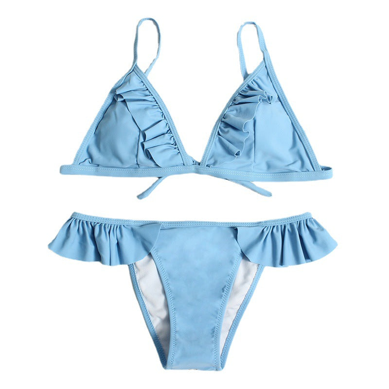 Women's bikini set with feminine ruffle details and adjustable straps Ivyshape