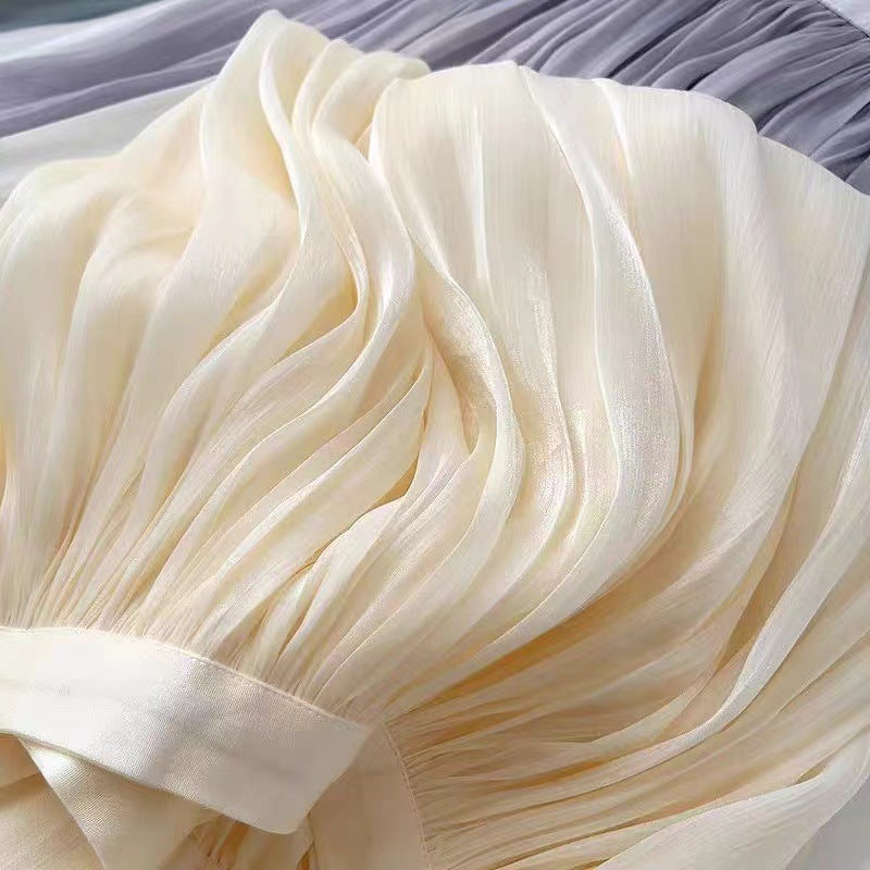Women's Airy Pleated Skirt Made of Fine Chiffon Ivyshape