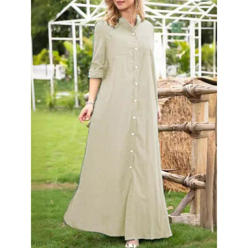 Women's Long Sleeve Shirt Dress with Button Details and Refined Cut Ivyshape