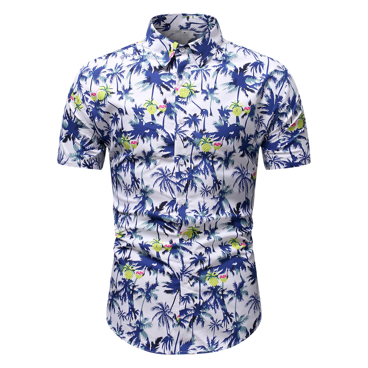 Men's Short Sleeve Shirt with Tropical Pattern Ivyshape