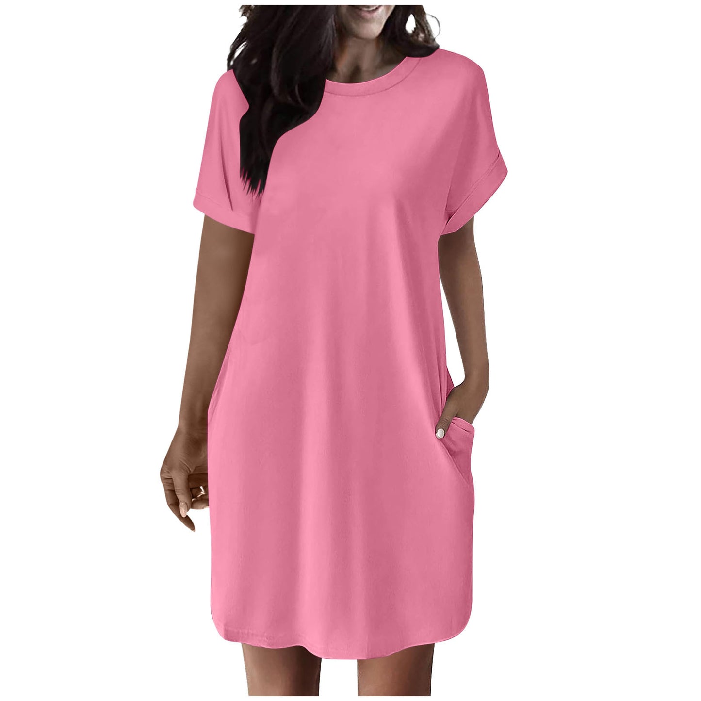 Women's casual T-shirt dress with practical pockets Ivyshape