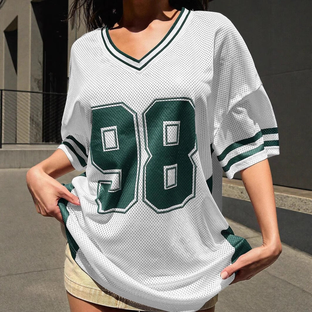 Women’s sporty football jersey with airy mesh structure and V-neck Ivyshape
