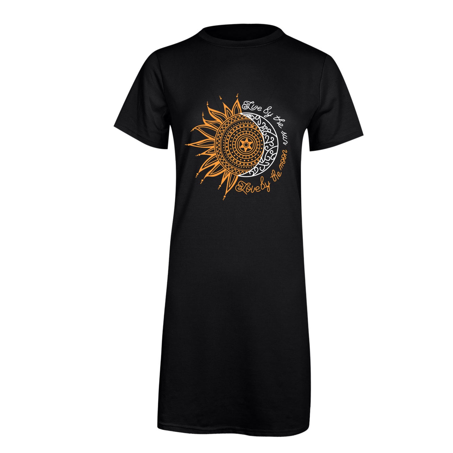 Women's T-shirt dress with creative sun and moon motif Ivyshape