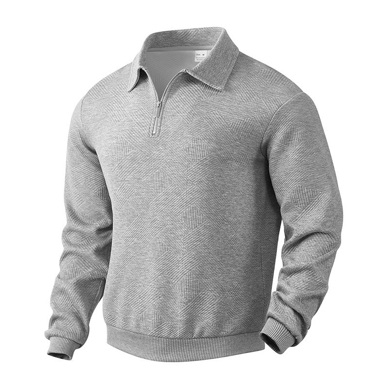 Men's sporty pullover with zipper and textured design Ivyshape