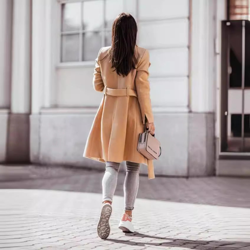 Women Elegant Trench Coat made of high-quality material with adjustable belt and stylish cut Ivyshape