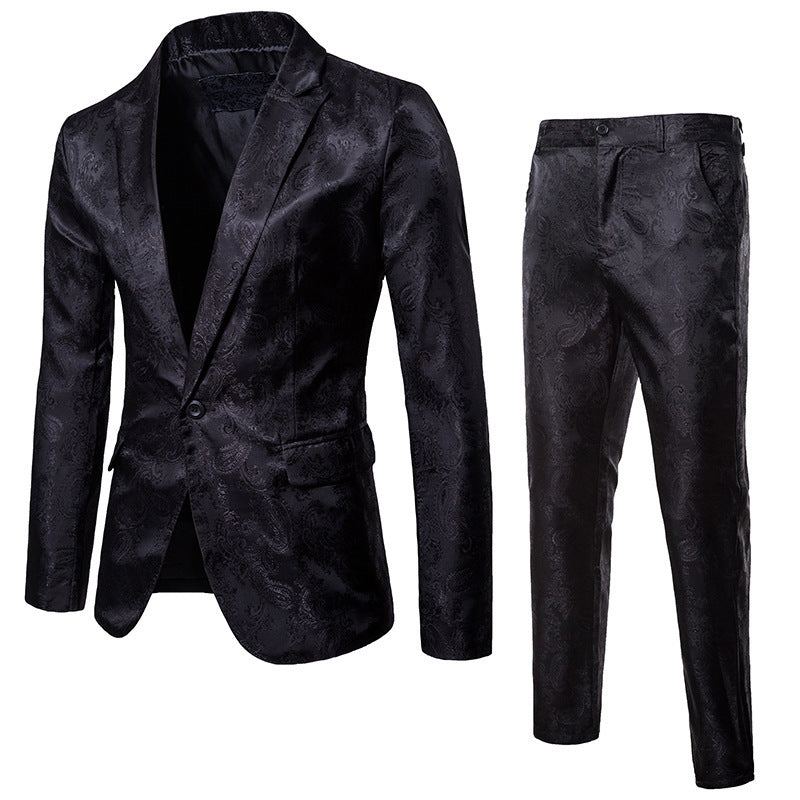 Men's elegant suit set with fine paisley pattern Ivyshape
