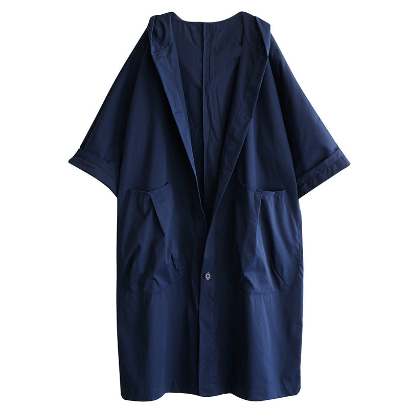 IvyShape | Loose Plus Size Knee-Length Coat with Large Pockets