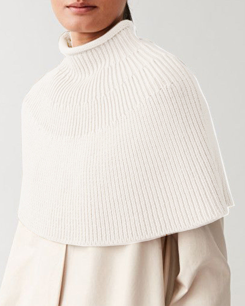 Ladies knit cape with high closed collar Ivyshape