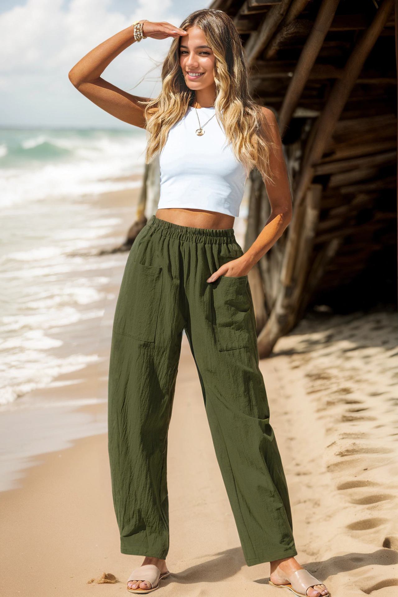 IvyShape | Casual Holiday Elastic Waist Cargo Pocket Pants