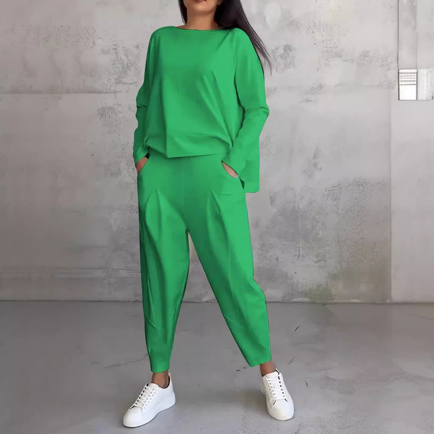 Ivyshape | Irregular Long Sleeve Harem Pants Set