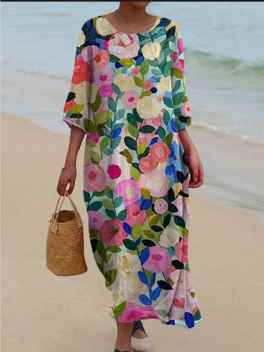 Ladies maxidress with floral design and casual cut Ivyshape