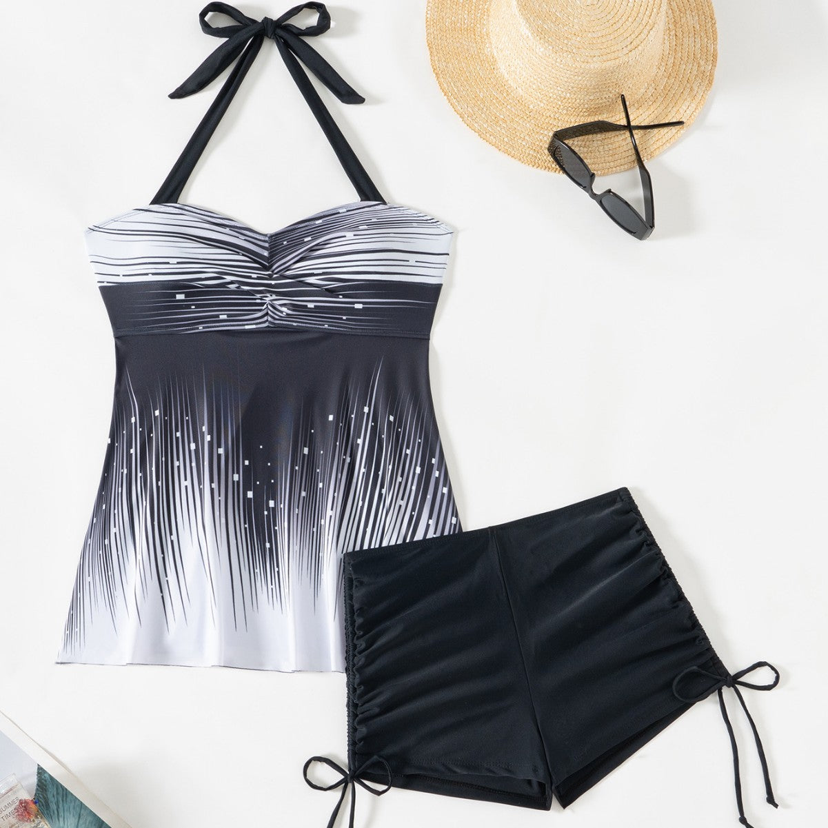 Ladies' tankini set with figure-flattering top and high-cut shorts Ivyshape