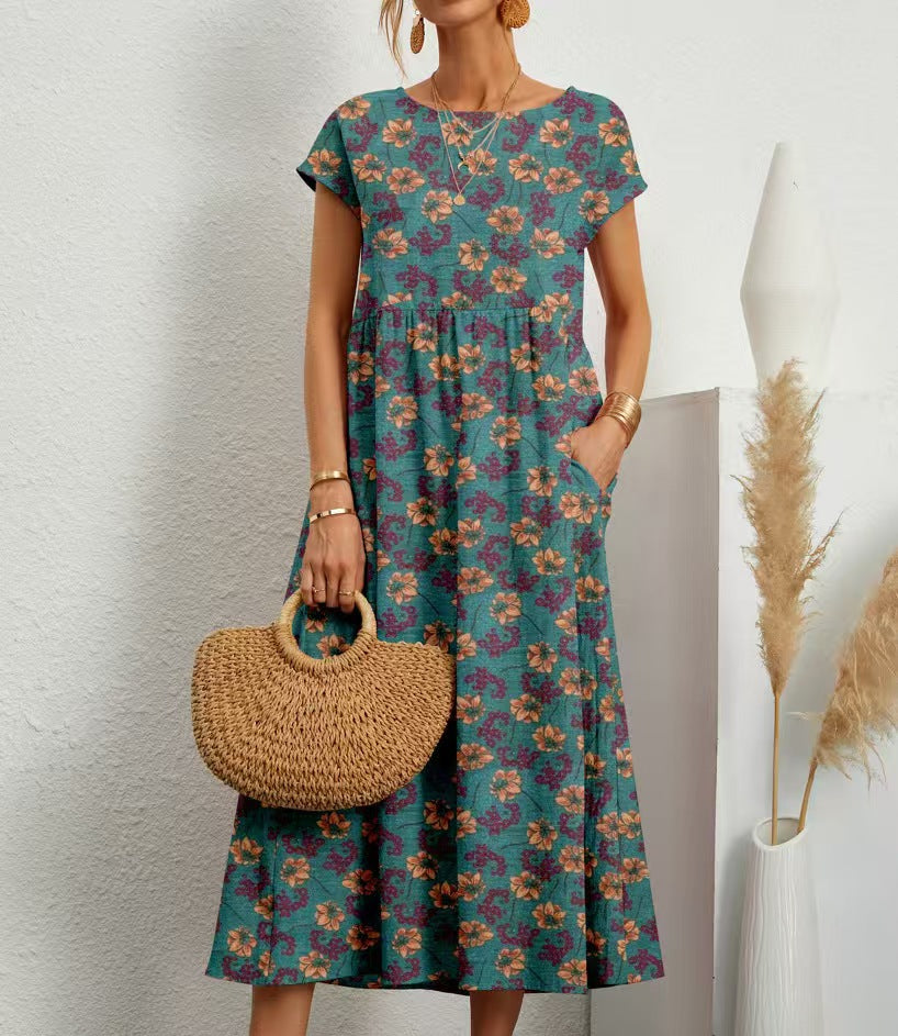 Women’s maxi dress with casual cut and floral pattern Ivyshape