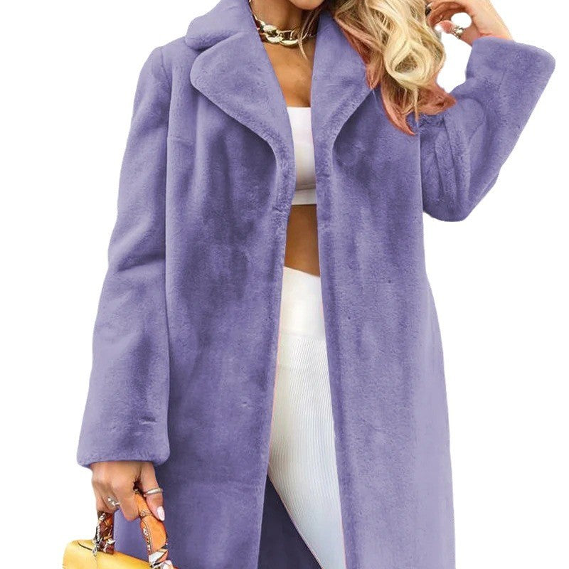 Women's fashionable and cozy long jacket made of high-quality fleece Ivyshape