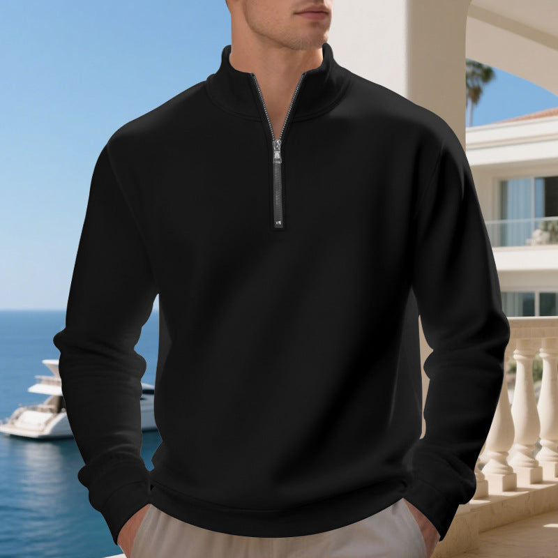 Men's casual stand-up collar sweater with functional zipper Ivyshape