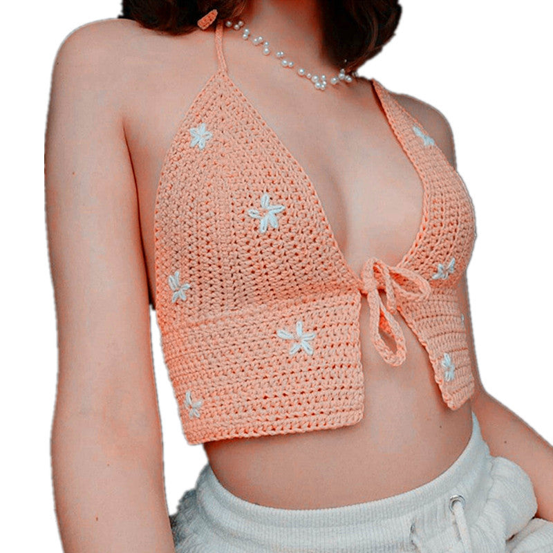 IvyShape | Backless Halter Strap Knitted Camisole