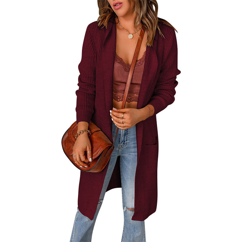 Ladies cardigan with open front and pockets Ivyshape