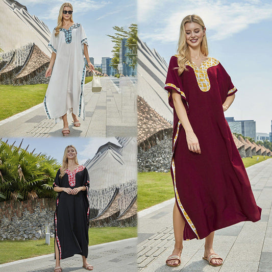 Women's maxi dress with unique pattern and side slits Ivyshape