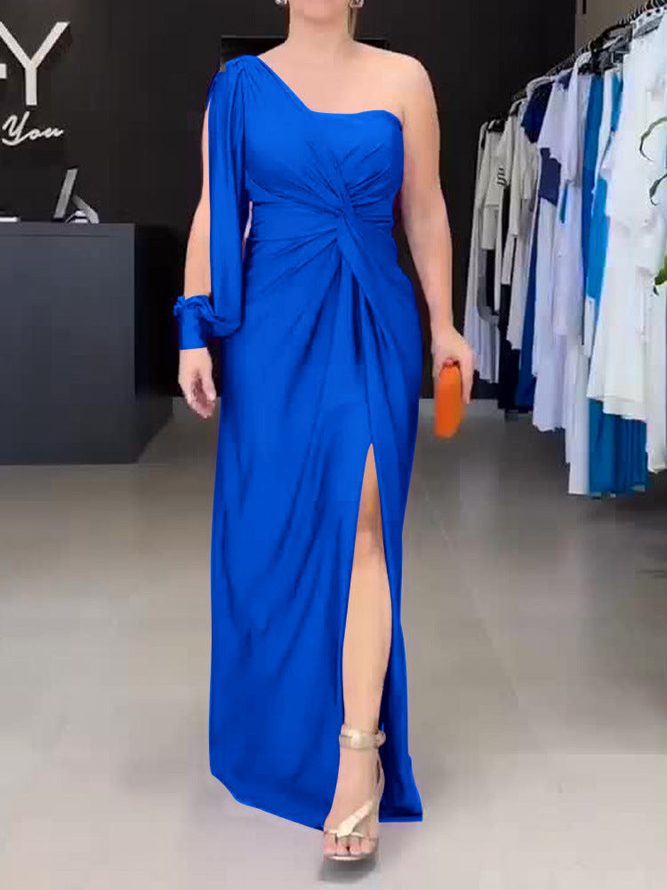 Women's Maxi Dress with Asymmetric Design and Side Slit Ivyshape