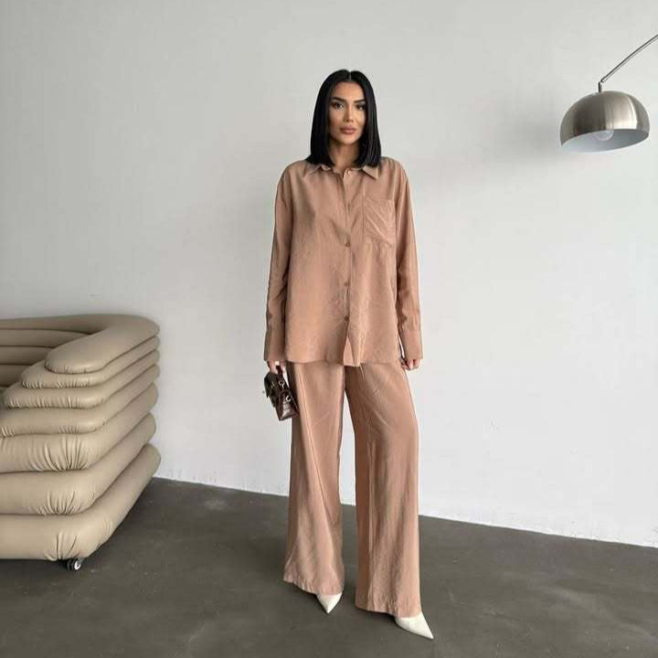 Women’s Long-Sleeved Silk Shirt with Fine Texture Ivyshape