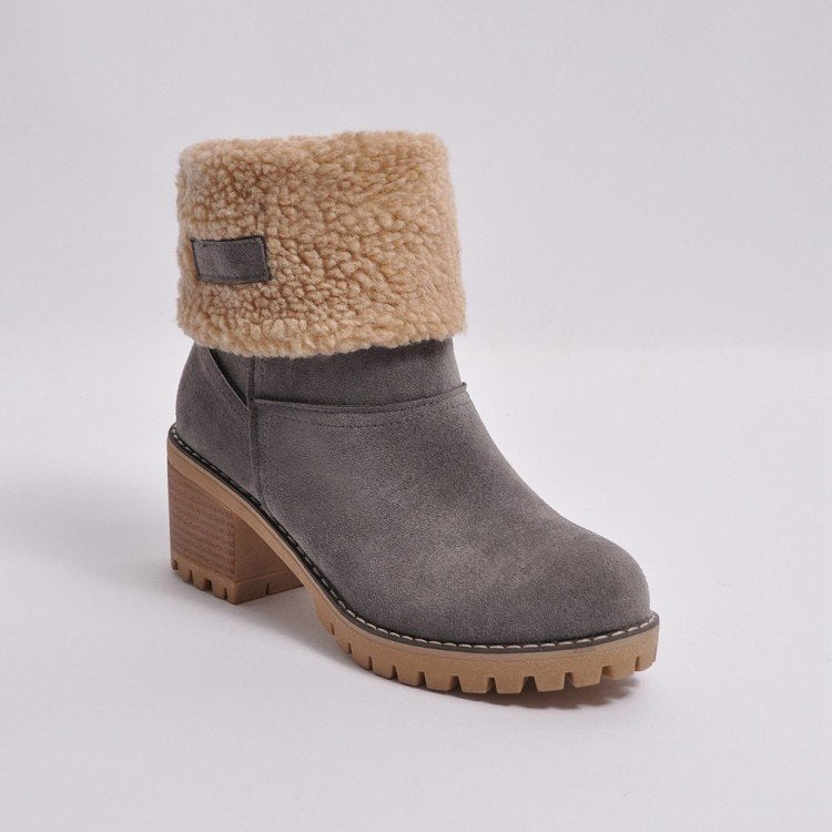 Ladies' fashionable boots with warm lining and block heel Ivyshape