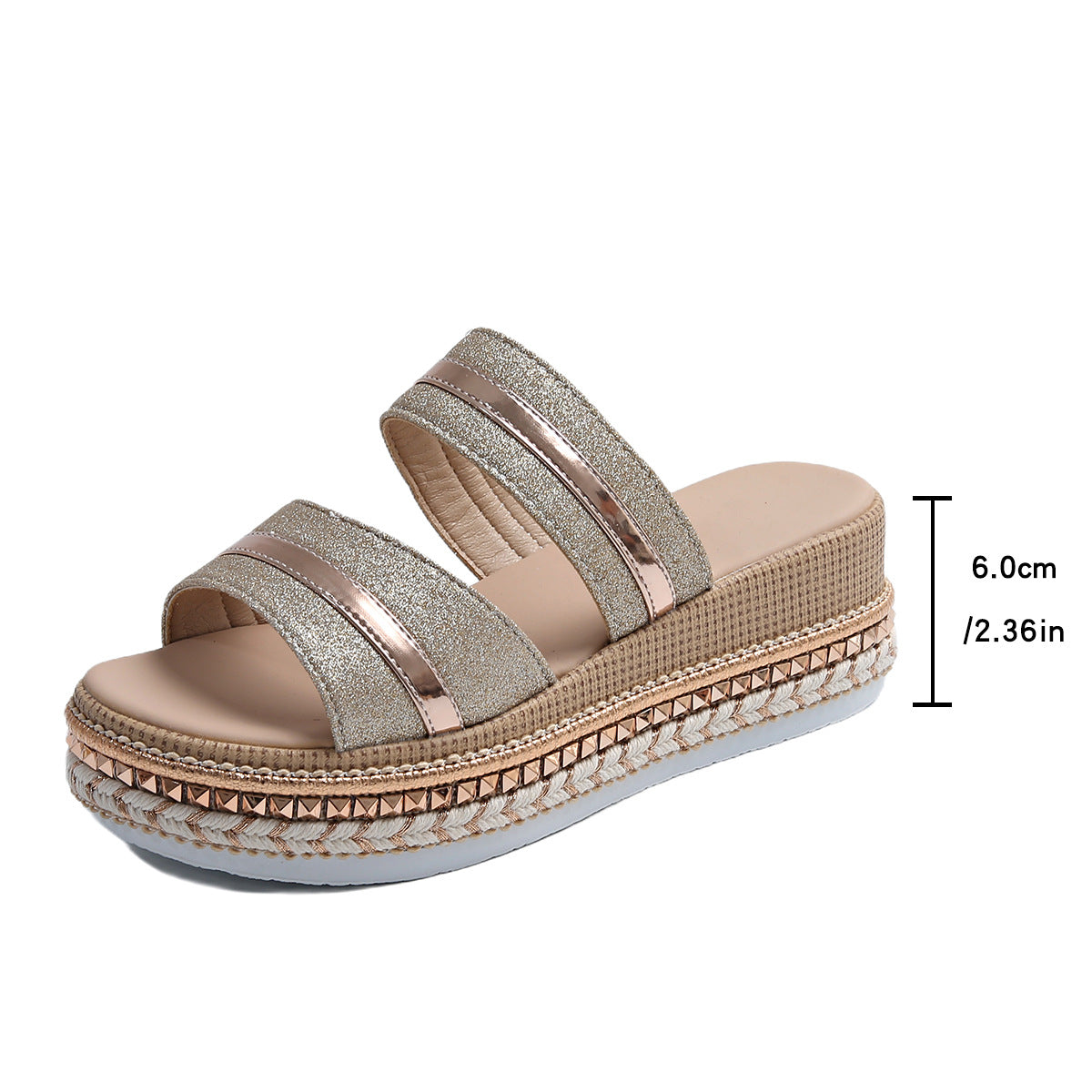 Ladies Stylish Glamour Sandals with Wide Glitter Straps and Padded Footbed Ivyshape