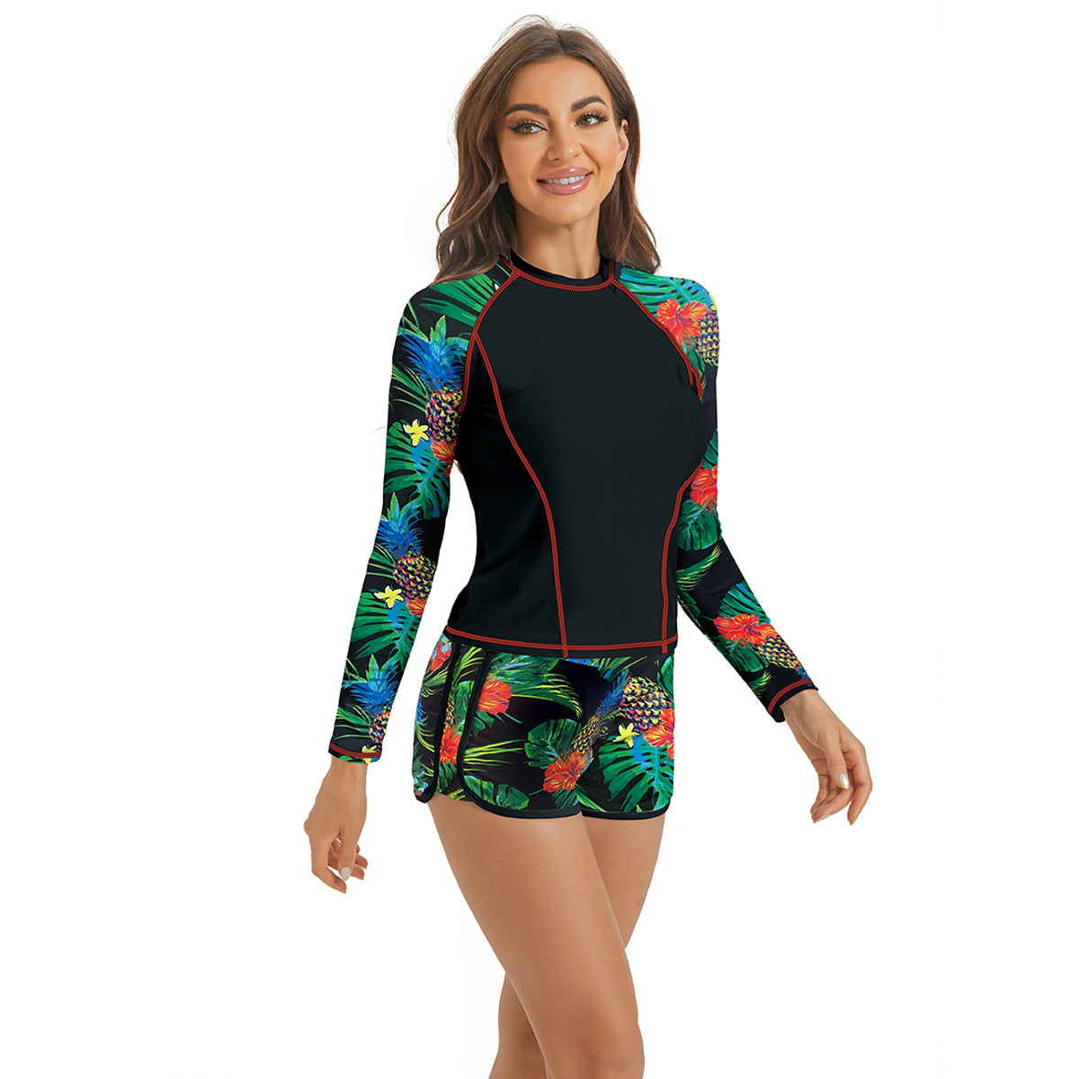 Women's sports swimwear with UV protection and floral pattern Ivyshape