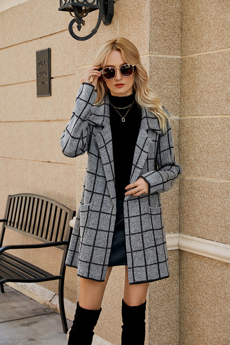 Ivyshape | Long Houndstooth Trench Coat