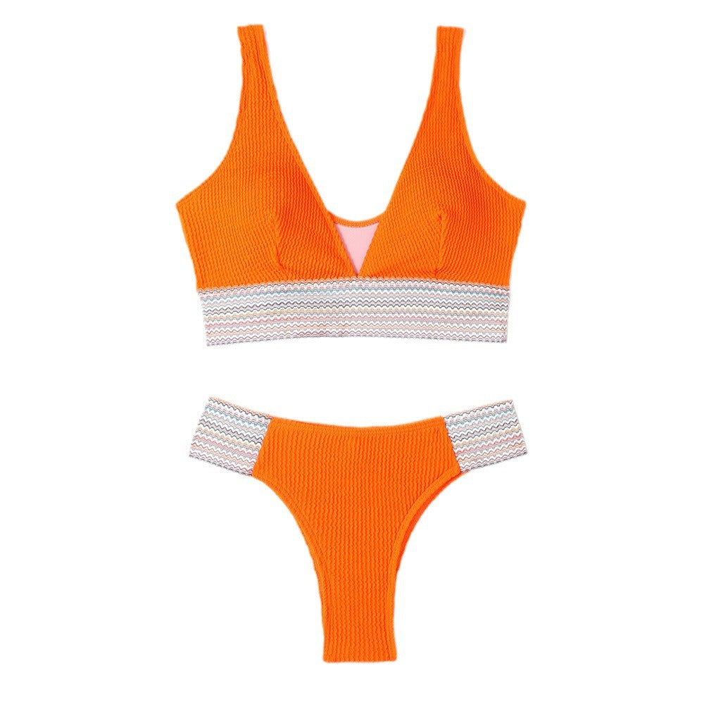 Women's Swimwear Set with sophisticated wave pattern and high-cut design Ivyshape