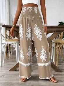 Women's wide cotton harem pants Ivyshape