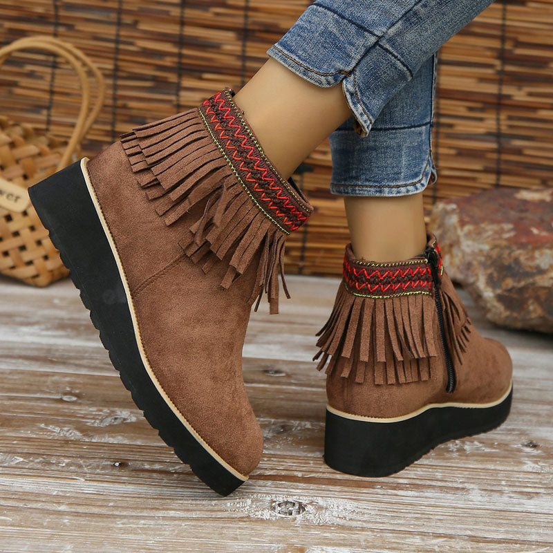 Ivyshape | Women's Tassel Ankle Boots Winter