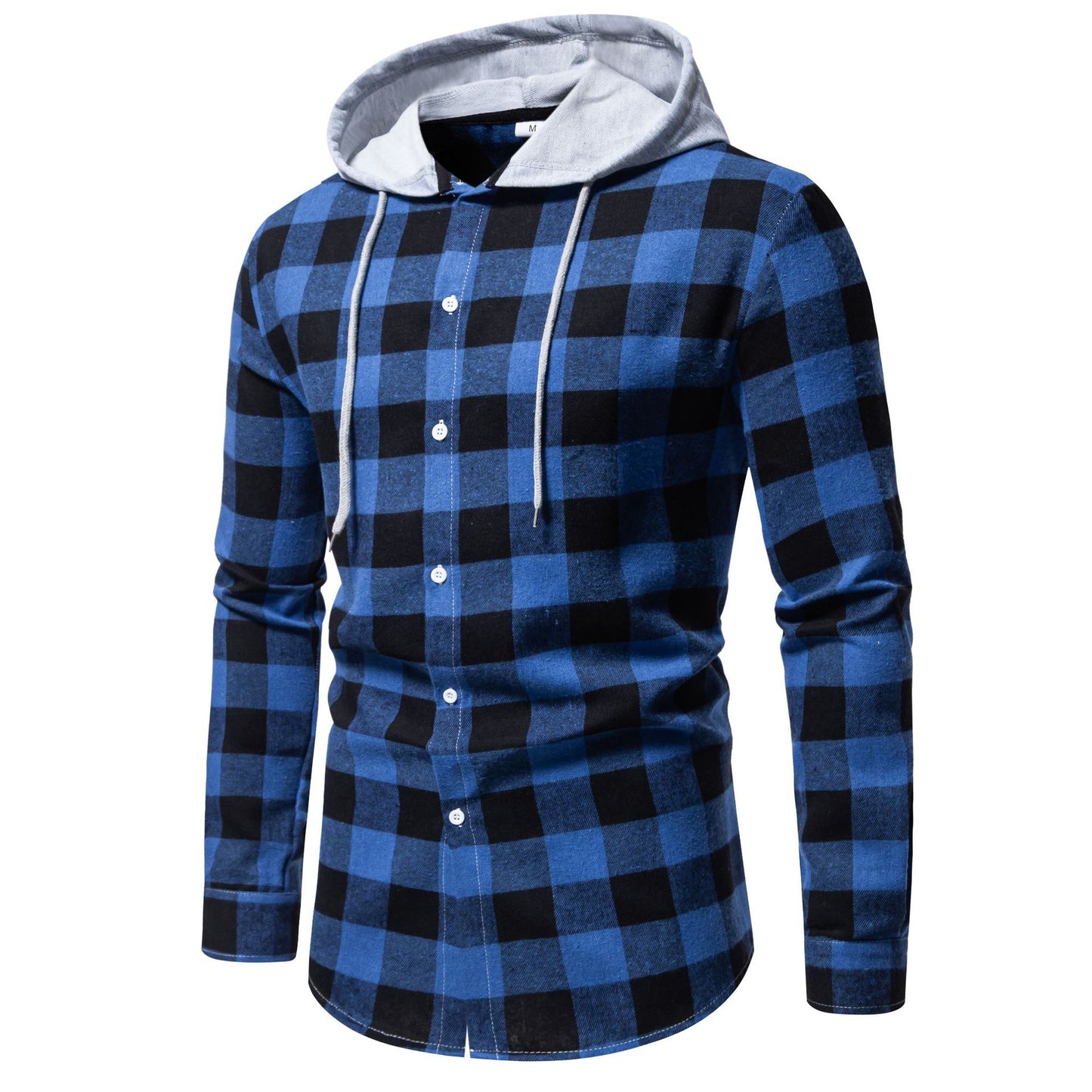Men's Check Shirt Jacket with Hood and Modern Cut Ivyshape