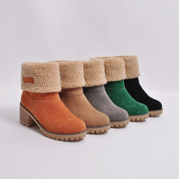 Ladies' fashionable boots with warm lining and block heel Ivyshape