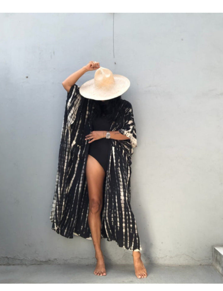 Women's beach kaftan made of lightweight chiffon with a unique Ivyshape pattern