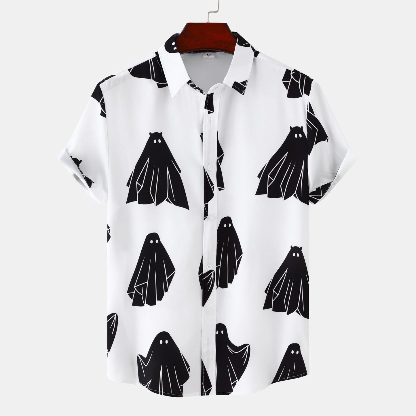 Men's Short Sleeve Shirt with Unique Ghost Print Ivyshape