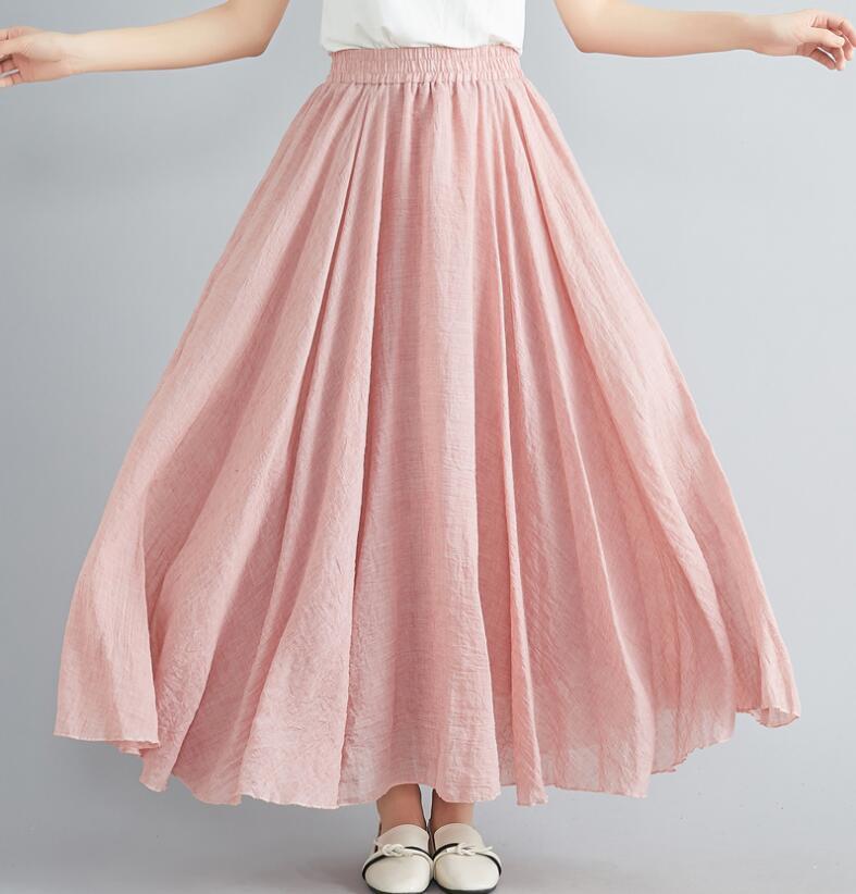 Women's Maxi Skirt with Flowing Hem and Elastic Waistband Ivyshape